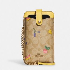 Coach phone crossbody in signature canvas with dreamy veggie print